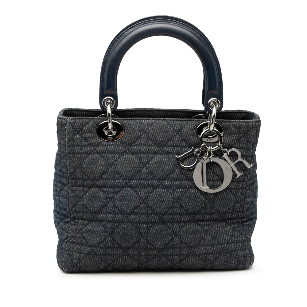 Pre-Loved Dior Medium Denim Cannage Lady Dior
